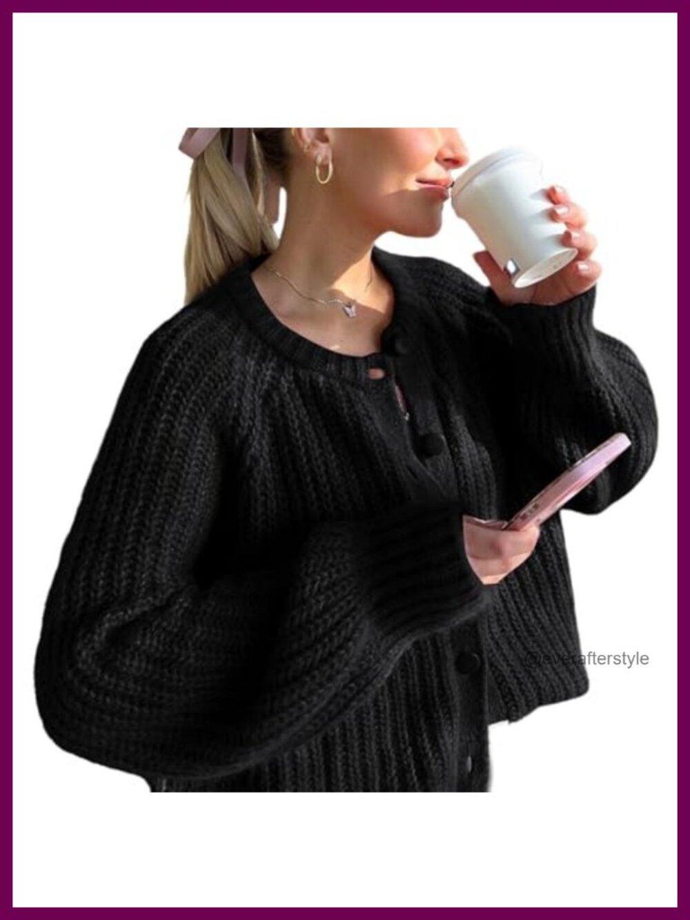 Women's Chunky Cardigan Sweater Button Down Long Sleeve Knit Open Front